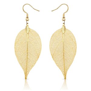 Dames Oorbellen Blad – Oorhangers Leaf – Goudkleurige Sieraden