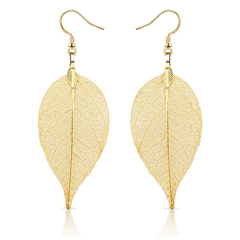 Dames Oorbellen Blad – Oorhangers Leaf – Goudkleurige Sieraden