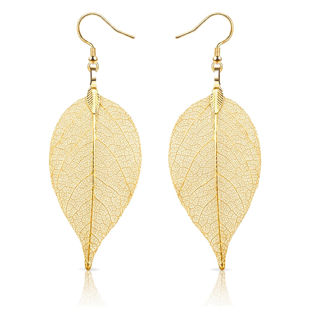 Dames Oorbellen Blad – Oorhangers Leaf – Goudkleurige Sieraden