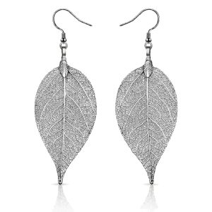 Dames oorhangers Blad oorbellen Leaf Grijs