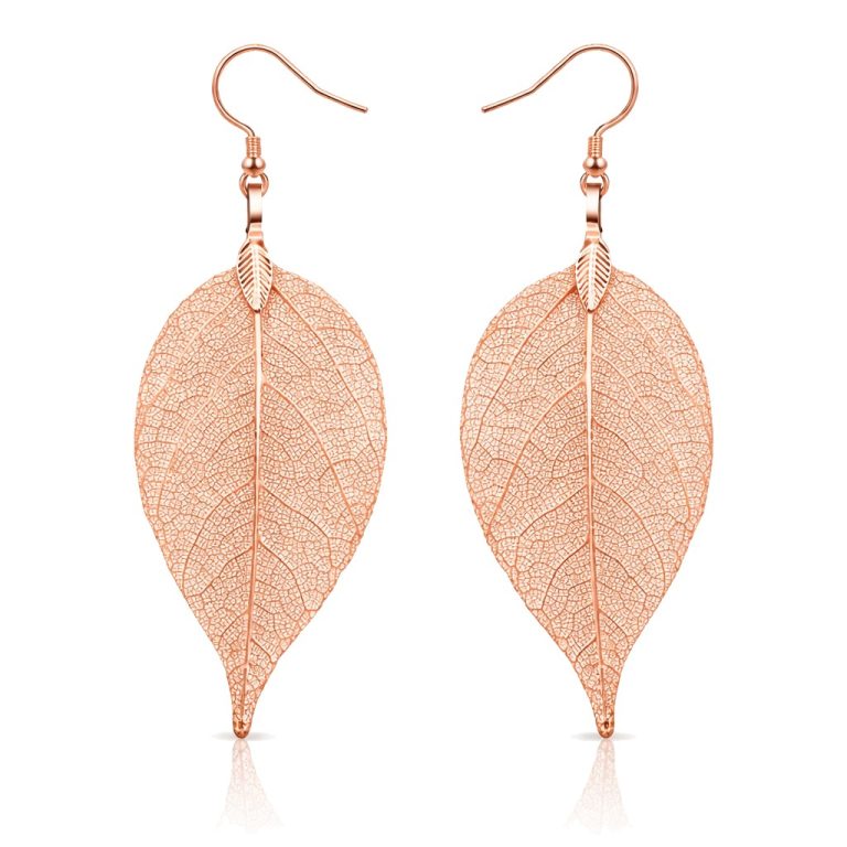 Dames oorhangers Blad oorbellen Leaf Rose