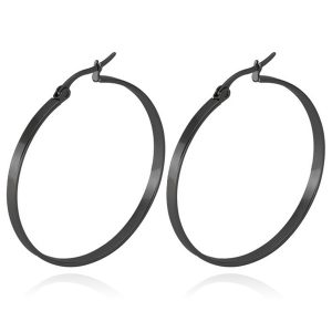Dames oorringen Cilla Jewels Edelstaal Zwart-60mm