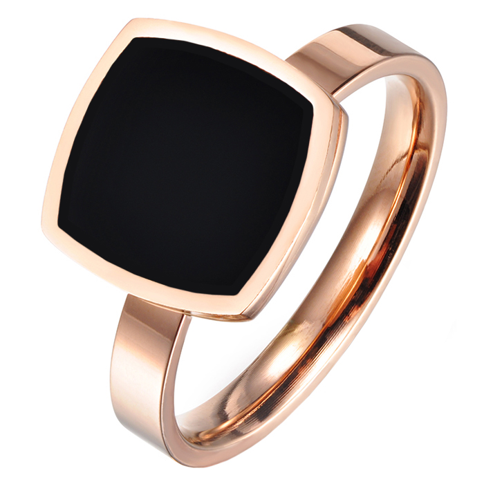 Dames Ring Rose Veguld Staal Zwart Acryl-16mm