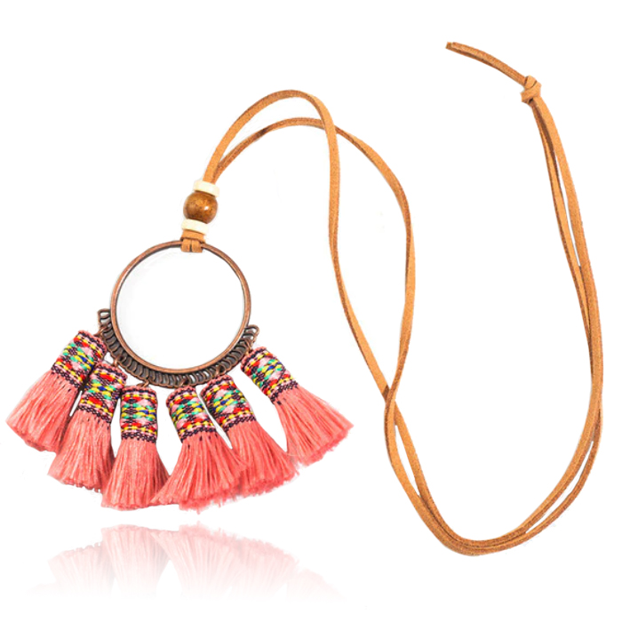 Deja Boho Tassel Ketting – Roze