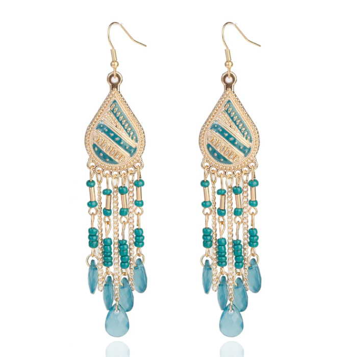 Deja Druppelvormige Tassel Oorbellen – Kristal Groen