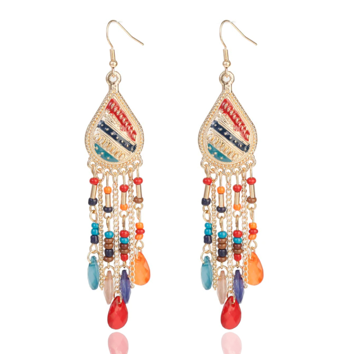 Deja Druppelvormige Tassel Oorbellen – Kristal Multicolor