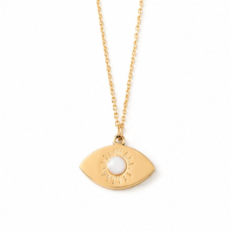 Deja Jewels Goudkleurige Dames Ketting met Ooghanger en Witte Synthetische Parel