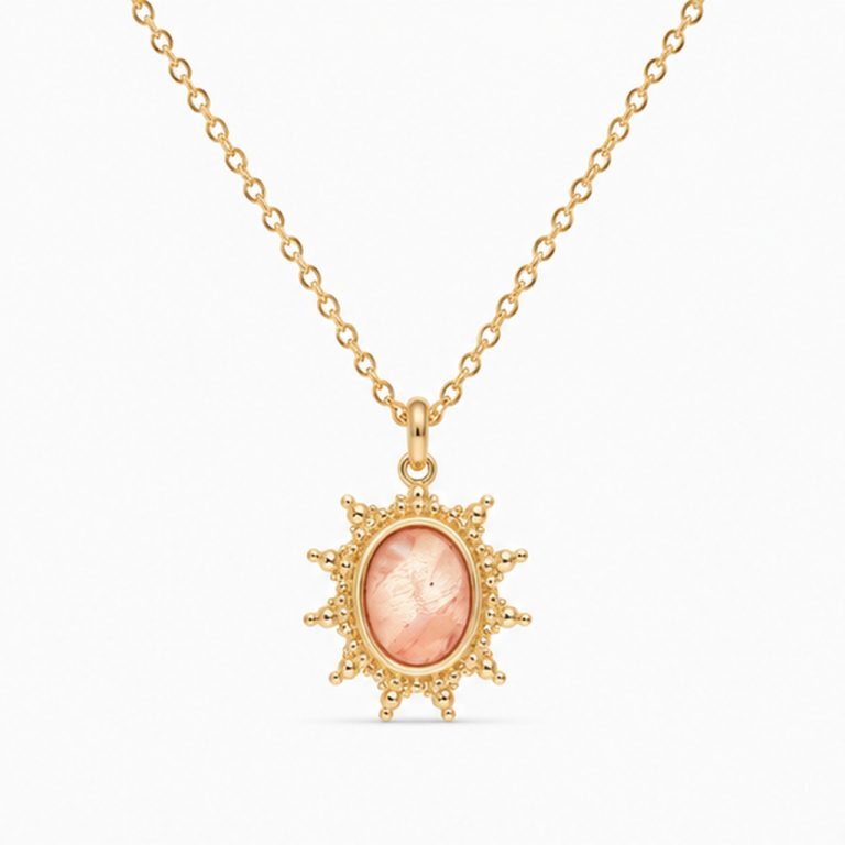 Deja Jewels Goudkleurige Dames Ketting met Ronde Roze Zonhanger