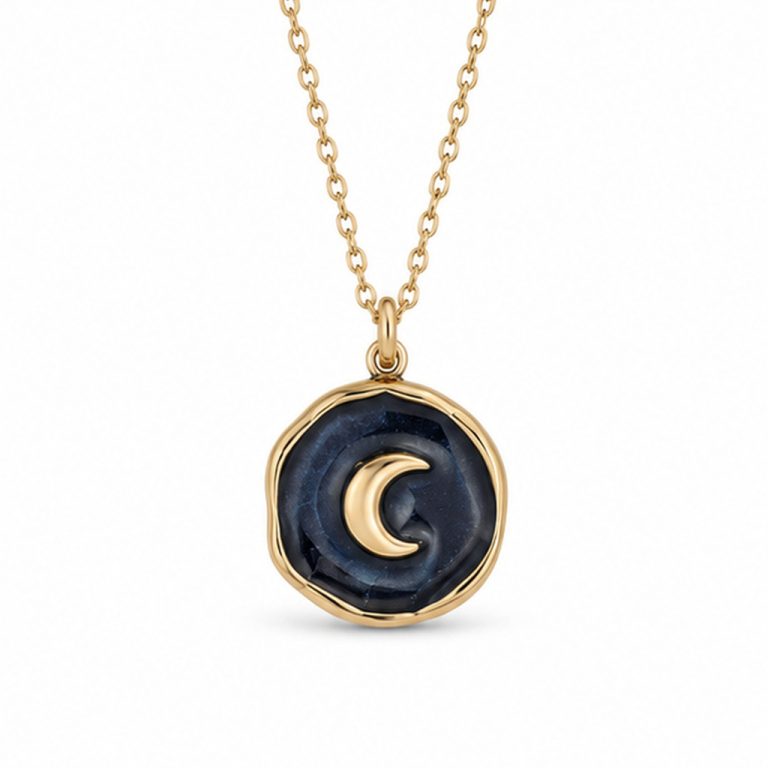 Deja Jewels Goudkleurige Dames Ketting met Zwart Maanmedaillon