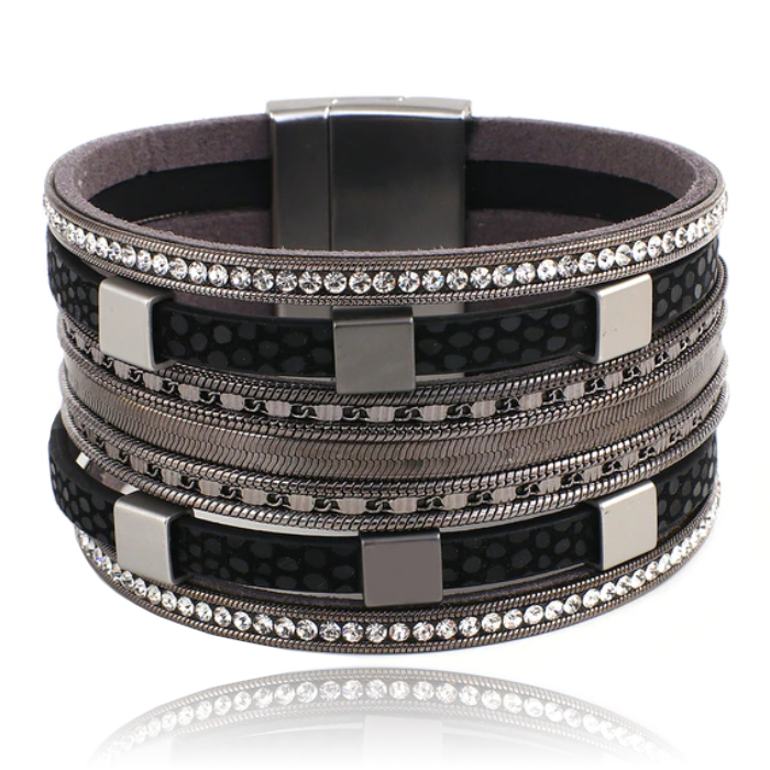 Deja Jewels Meerlaags Armband – Squares Black