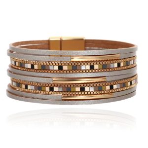 Deja Armband goudkleurig met zilverkleurige basis en mozaïek detail