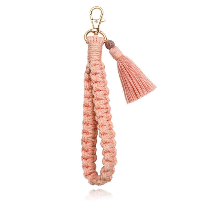 Deja Jewels Macramé Gevlochten Sleutelhanger – Roze