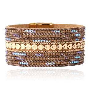 DEJA Statement Armband goudkleurig met kristallen in beige