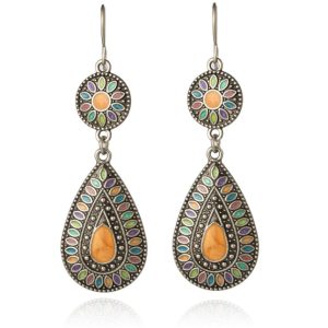 Druppelvorm Bohemian oorbellen hangers multicolor oranje steen