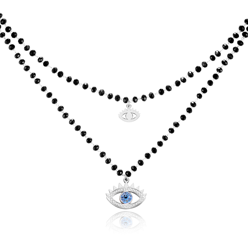 Dubbel Laags Ketting Kristal Kralen – Blue Eye Silver