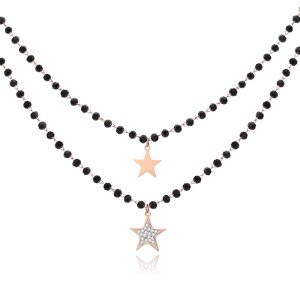 Dubbel Laags Ketting Kristal Kralen – Stars Rosegoudkleurig
