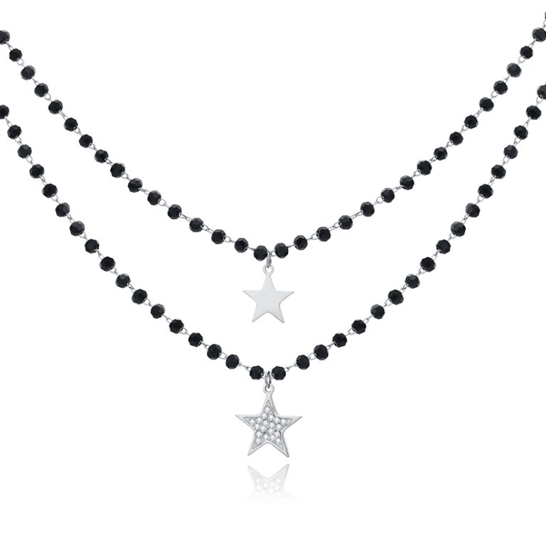 Dubbel Laags Ketting Kristal Kralen – Stars Silver