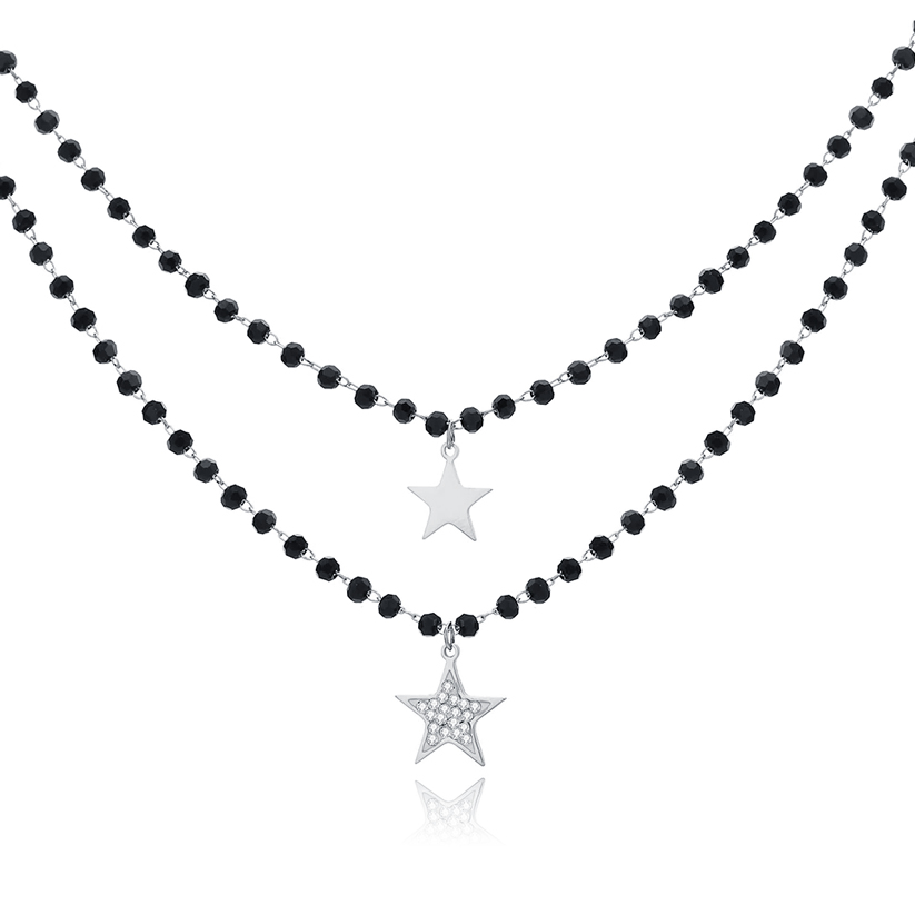 Dubbel Laags Ketting Kristal Kralen – Stars Silver