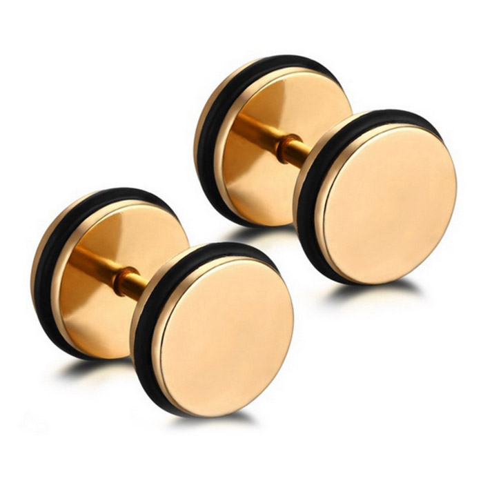 Dumbbell Stud oorbellen Edelstaal Goud