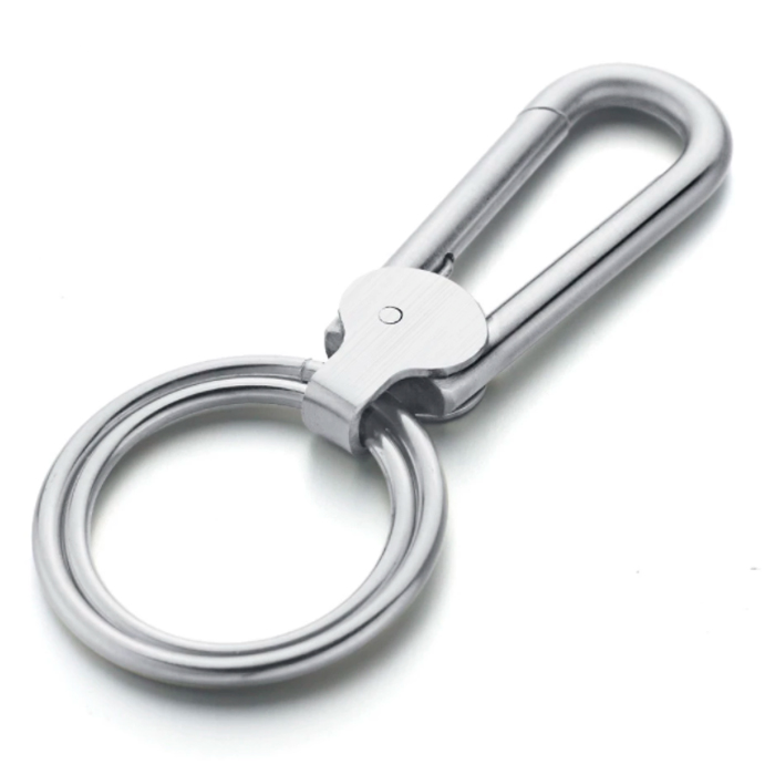 Edelstaal Sleutelhanger Zilverkleurig met Dubbel Ringen