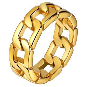 Edelstaal heren ring Cuban Link Goudkleurig-20mm