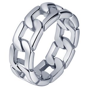 Edelstaal heren ring Cuban Link zilverkleurig-20mm