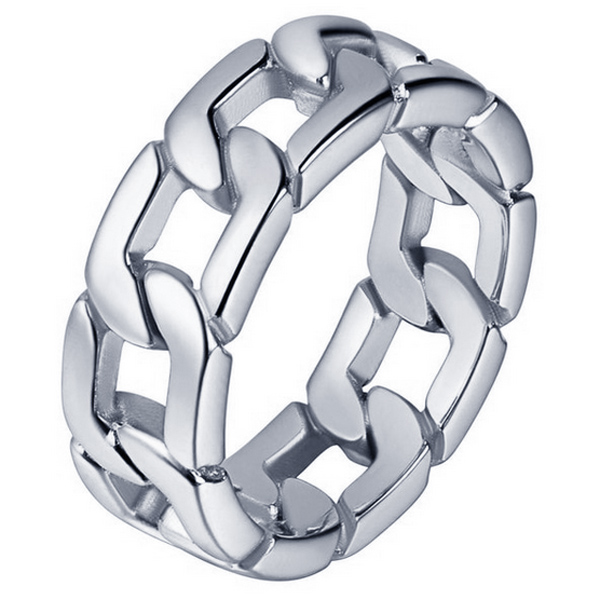 Edelstaal heren ring Cuban Link zilverkleurig-20mm