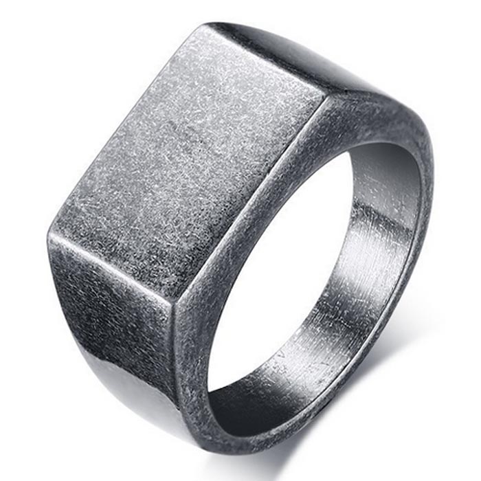 Edelstaal zegelring Heren Mendes Used Look-18mm