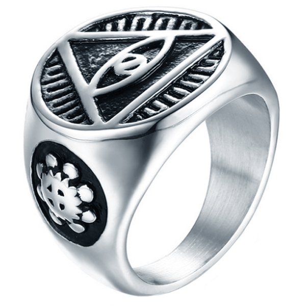 Edelstaal zegelring voor mannen Eye Of Providence-21mm