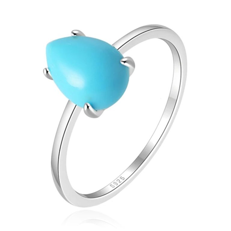 Elenza .925 Zilveren Ring met Turquoise Druppelvormige Steen-16mm