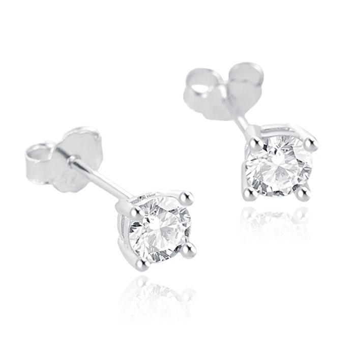 Elenza .925 Zilveren Studs met Zirconia – 4mm