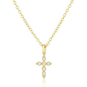 Elenza 925 Ketting verguld met Kruishanger en Diamantjes – Klassiek en Elegant