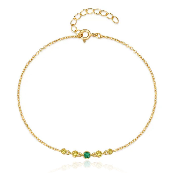 Elenza Goudenkleurige Armband met Groene en Gele Zirkonia – Elegantie voor Dames