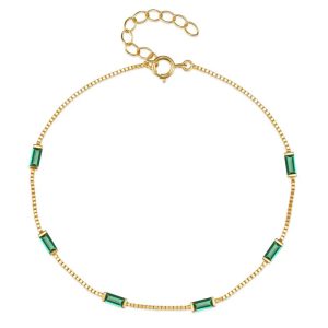 Elenza Goudkleurige Armband met Groene Stenen in 925 Sterling Zilver