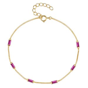 Elenza Goudkleurige Armband met Paarse Stenen in 925 Sterling Zilver