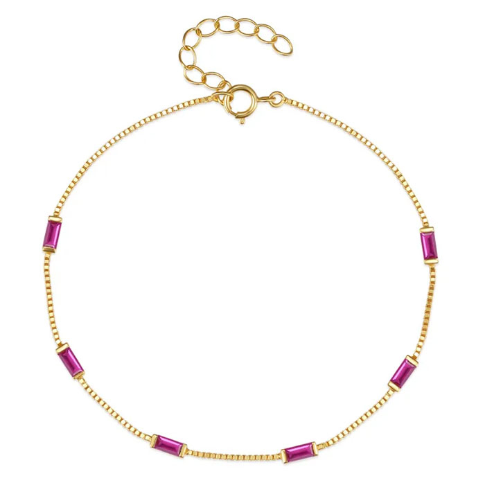 Elenza Goudkleurige Armband met Paarse Stenen in 925 Sterling Zilver