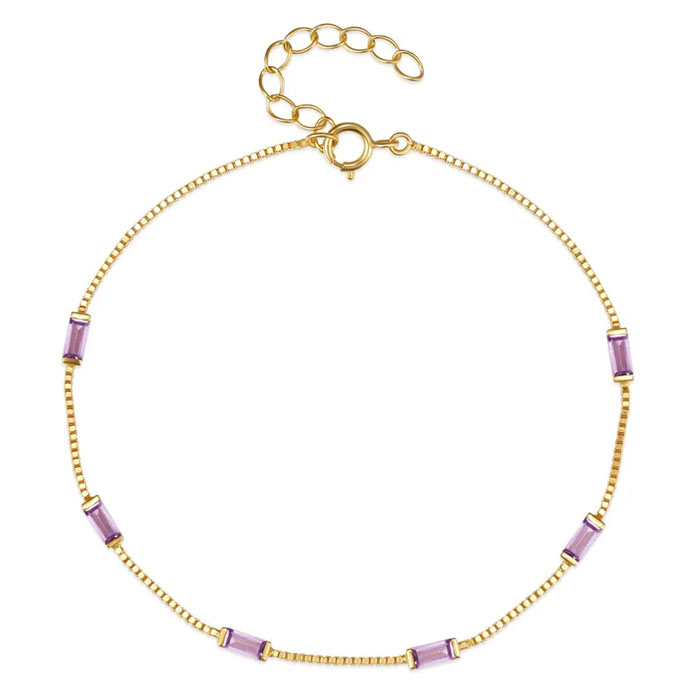 Elenza Goudkleurige Armband met Roze Stenen in 925 Sterling Zilver