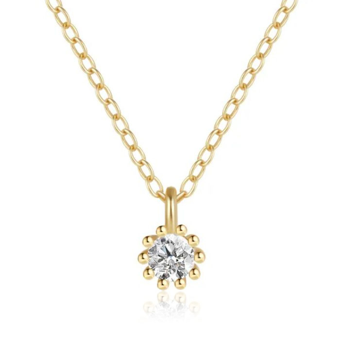 Elenza Goudkleurige Ketting met Heldere Zirkonia in 925 Sterling Zilver