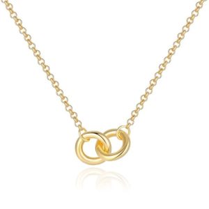 Elenza Goudkleurige Ketting met Twee Verweven Cirkelvormen in 925 Sterling Zilver