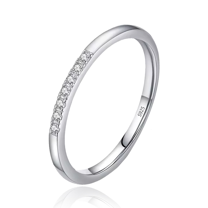Elenza Sterling .925 Zilveren Band Ring met Subtiele Zirkonia's-17mm