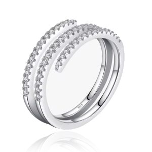Elenza Sterling .925 Zilveren Dubbele Band Ring met Zirkonia-15mm