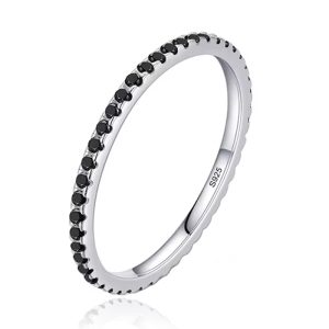 Elenza Sterling .925 Zilveren Eternity Ring met Zwarte Zirkonia-15mm