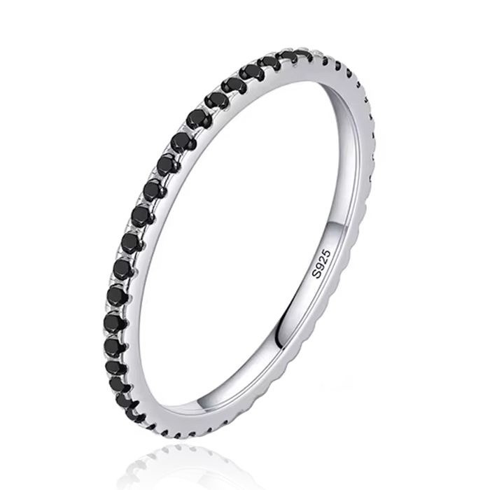 Elenza Sterling .925 Zilveren Eternity Ring met Zwarte Zirkonia-15mm