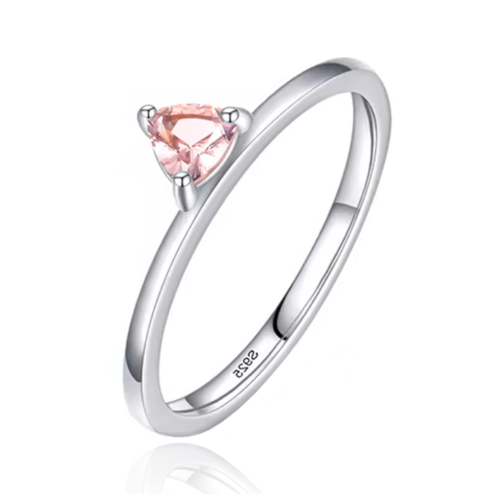 Elenza Sterling .925 Zilveren Ring met Driehoekige Roze Steen-19mm