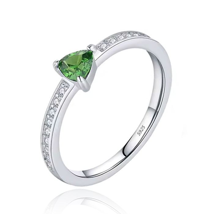 Elenza Sterling .925 Zilveren Ring met Groene Driehoekige Steen en Zirkonia-15mm
