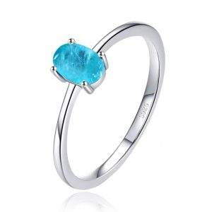 Elenza Sterling .925 Zilveren Ring met Ovale Blauwe Steen-15mm
