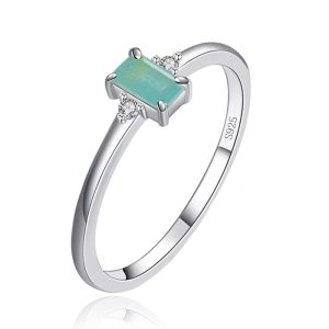 Elenza Sterling .925 Zilveren Ring met Smaragdgroene Steen en Zirkonia-15mm