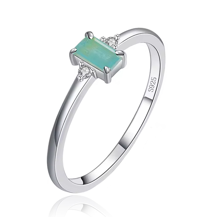 Elenza Sterling .925 Zilveren Ring met Smaragdgroene Steen en Zirkonia-16mm