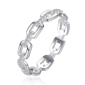 Elenza Sterling .925 Zilveren Schakelring met Zirkonia-16mm