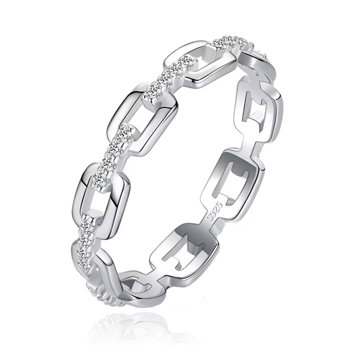 Elenza Sterling .925 Zilveren Schakelring met Zirkonia-16mm